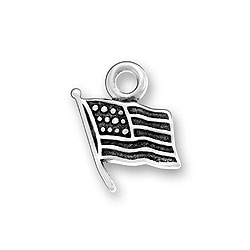 American Flag Bracelet w/ Charm Twisted Burnished Silver NEW Americana Bangle 