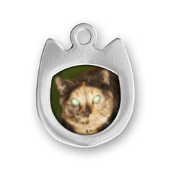 Sterling Silver Cat Picture Frame Charm (Not Engraved)