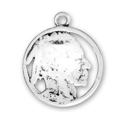 Sterling Silver Cutout Indian Head Nickle Charm