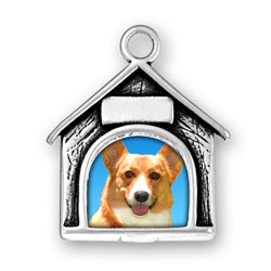 Sterling Silver Dog House Picture Frame Charm-Engraved