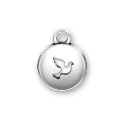 Sterling Silver Dove Domed Message Charm