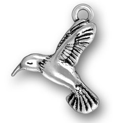 Pack of 10 Hummingbirds small sterling silver charms .925 birds