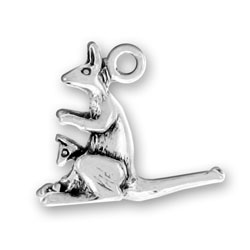 Sterling Silver Kangaroo With Baby Charm