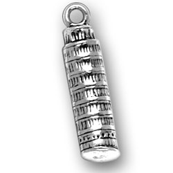 Sterling Silver Leaning Tower of Pisa Charm