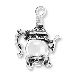 Sterling Silver Teapot Charm with Silver Bead