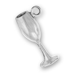Sterling Silver Wine Glass with Stem Charm