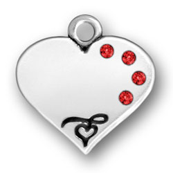 Personalized Heart Charm with Crystals Engraved