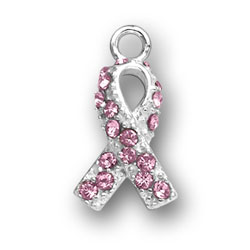 36 PINK RIBBON BREAST CANCER AWARENESS RHINESTONE CHARM 