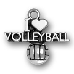 I Love Volleyball Charm Sterling Silver - Made in the USA I Love Volleyball Charm Sterling Silver - Made in the USA