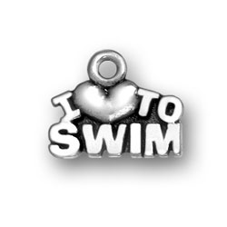 I Love Swimming Charm Sterling Silver - Made in the USA I Love Swimming Charm Sterling Silver - Made in the USA