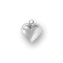gold charm puffed heart hollow sterling silver charms