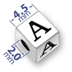 Sterling Silver Alphabet Beads-Letter A-2mm Hole  Sterling Silver Charms,  Charm Bracelets & Beads at Charm Factory