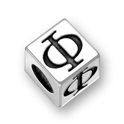 Greek Alphabet Letter Theta Charm Sterling Silver - Made in the USA Greek Alphabet Letter Theta Charm Sterling Silver - Made in the USA