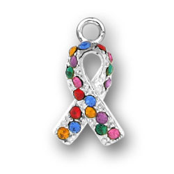 Set of 3 Awareness Ribbon Blue Charm Beads 