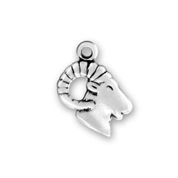 Sterling Silver 24mm Ram with 7.5 Charm Bracelet Jewels Obsession Ram Pendant 
